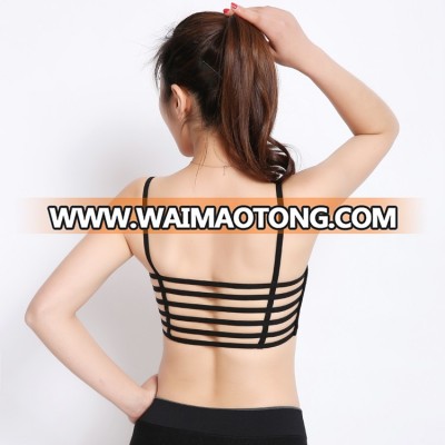 Fashion New Sexy women Cotton seamless Hollow Back Midriff Shirt Tank Top Padded Bra Wrap Vest Chest Sport Bra Crop